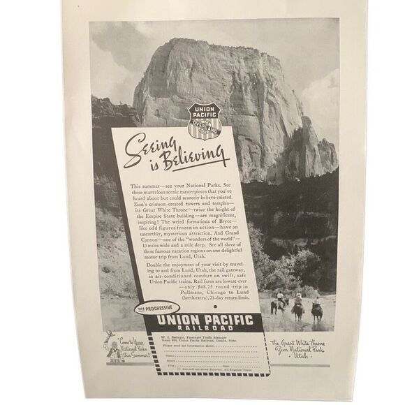 Vintage 1937 Union Pacific Seeing is Believing Ad Advertisement - Picture 4 of 4